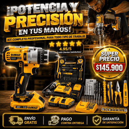 Taladro DeWalt + Kit de Herramienta 35 piezas